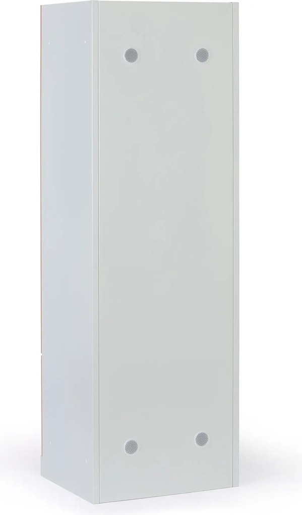 Kovová šatníková skrinka S1 Z, 4 oddiely, 1850 x 600 x 500 mm, kódový zámok, laminované dvere, orech