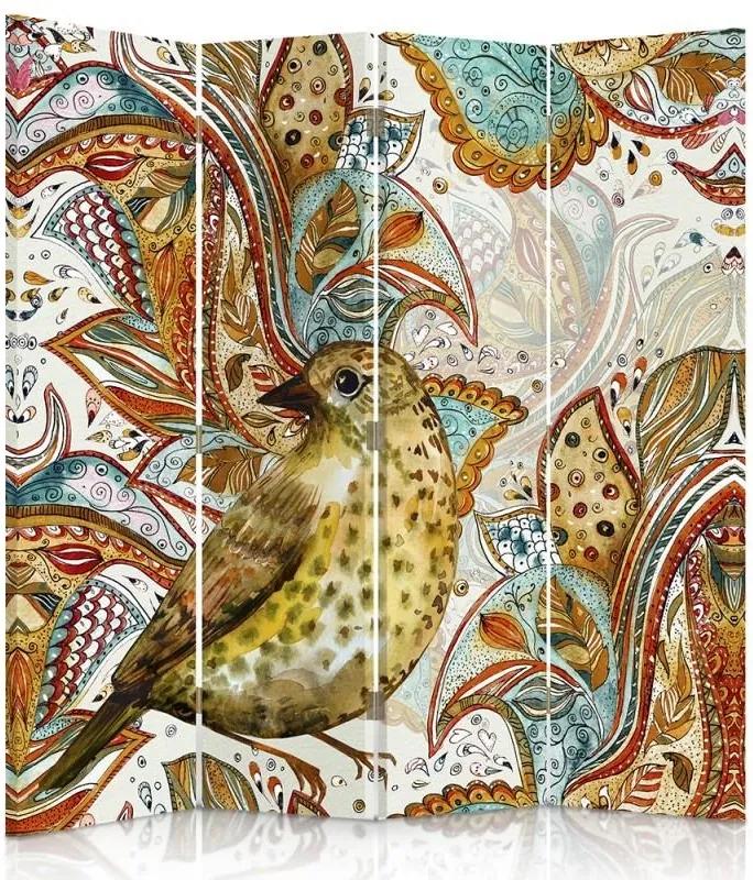 CARO Paraván - Oriental Bird | štvordielny | obojstranný 145x150 cm