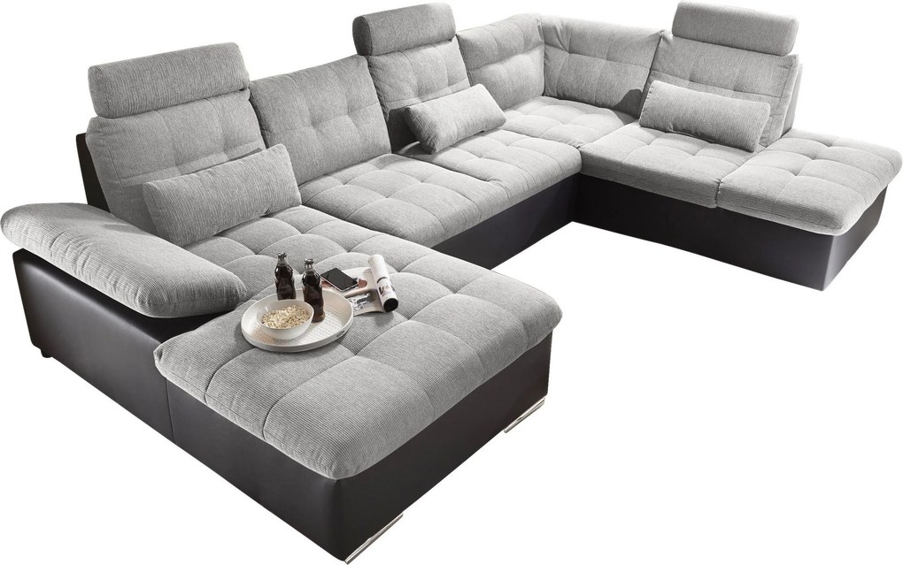 XXXLutz ROHOVÁ SEDAČKA, textil, kompozitné drevo, čierna, strieborná MID.YOU - Sedačky - 002220017412