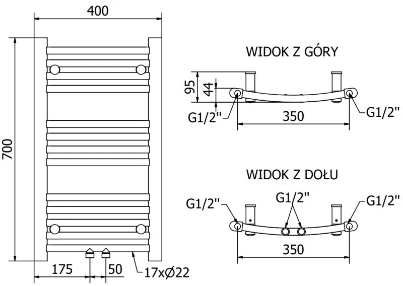 Mexen Ares, vykurovacie teleso 700x400 mm, 240 W, čierna, W102-0700-400-00-70