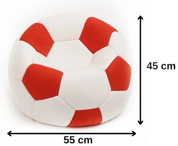 Sedací vak futbalová lopta malá bieločervená EMI
