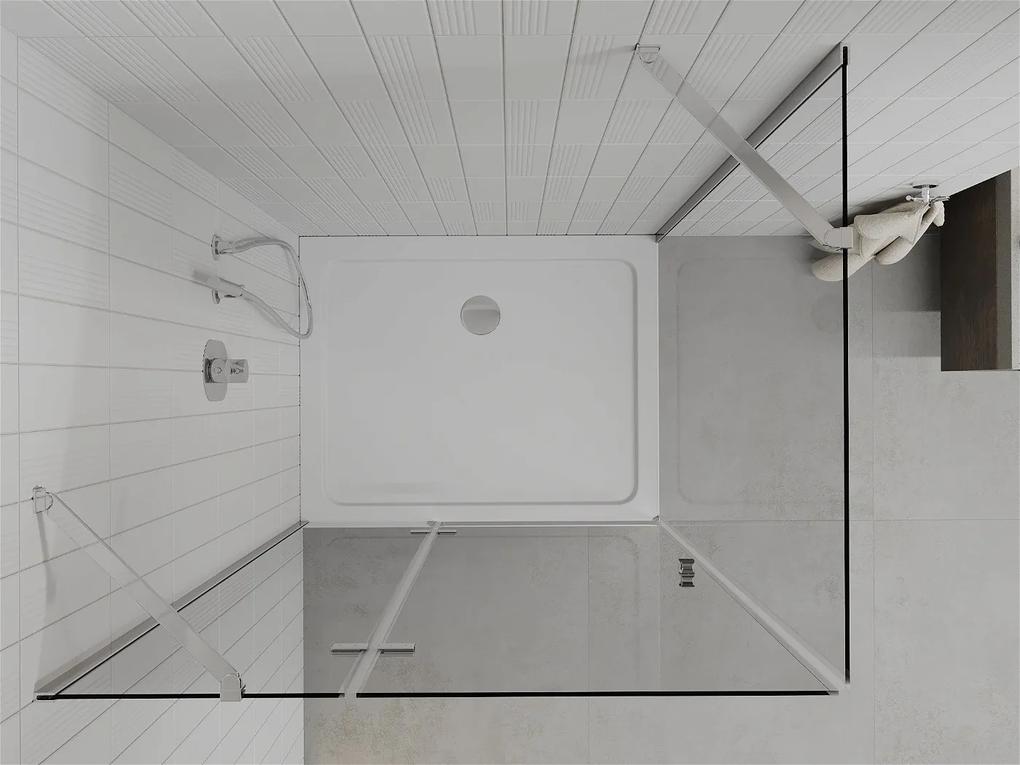 Mexen Roma, sprchovací kút 110 (dvere) x 80 (stena) cm, 6mm číre sklo, chrómový profil + slim sprchová vanička 5cm, 854-110-080-01-00-4010