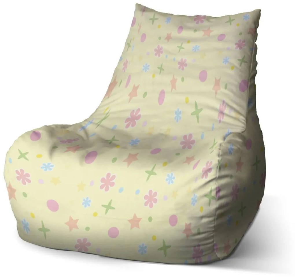 Sablio Sedací vak Bean Hviezdy, kvety a bodky - 100 x 90 x 45 cm