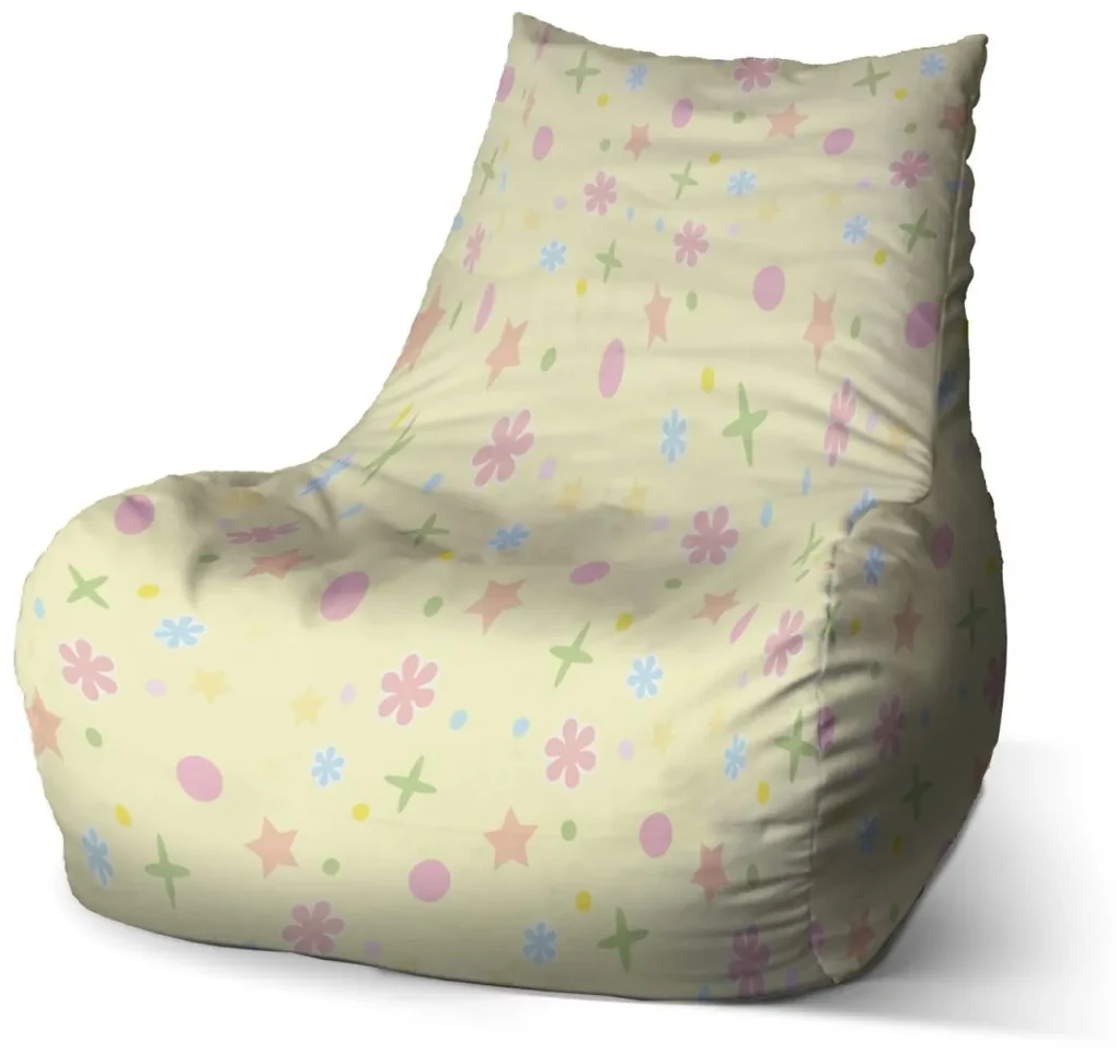 Sablio Sedací vak Bean Hviezdy, kvety a bodky - 100 x 90 x 45 cm