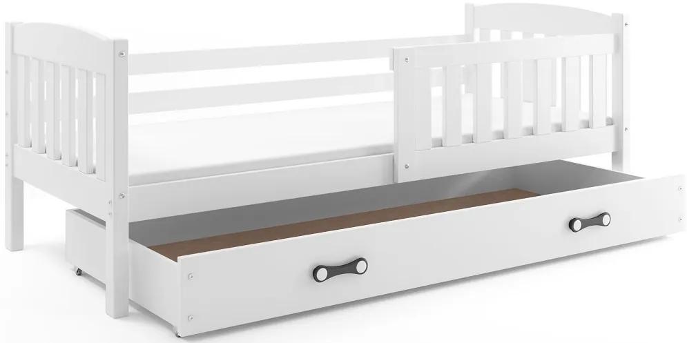 Detská posteľ KUBUŠ 1 s úložným priestorom| biela Farba: Biela / biela, Rozmer.: 190 x 80 cm