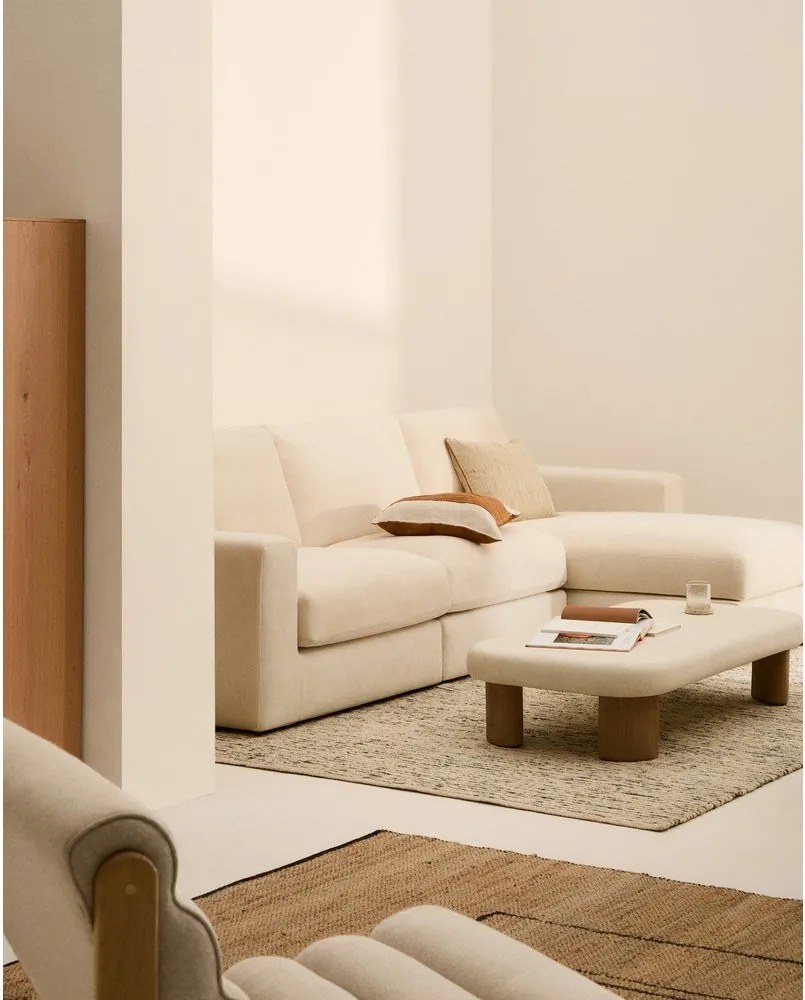 Béžová ženilková rohová pohovka (pravý roh/s leňoškou) Alea – Kave Home