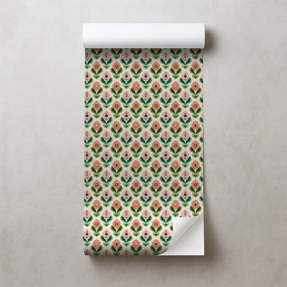 Samolepiaca tapeta retro kvetinový vzor v pastelových tónoch