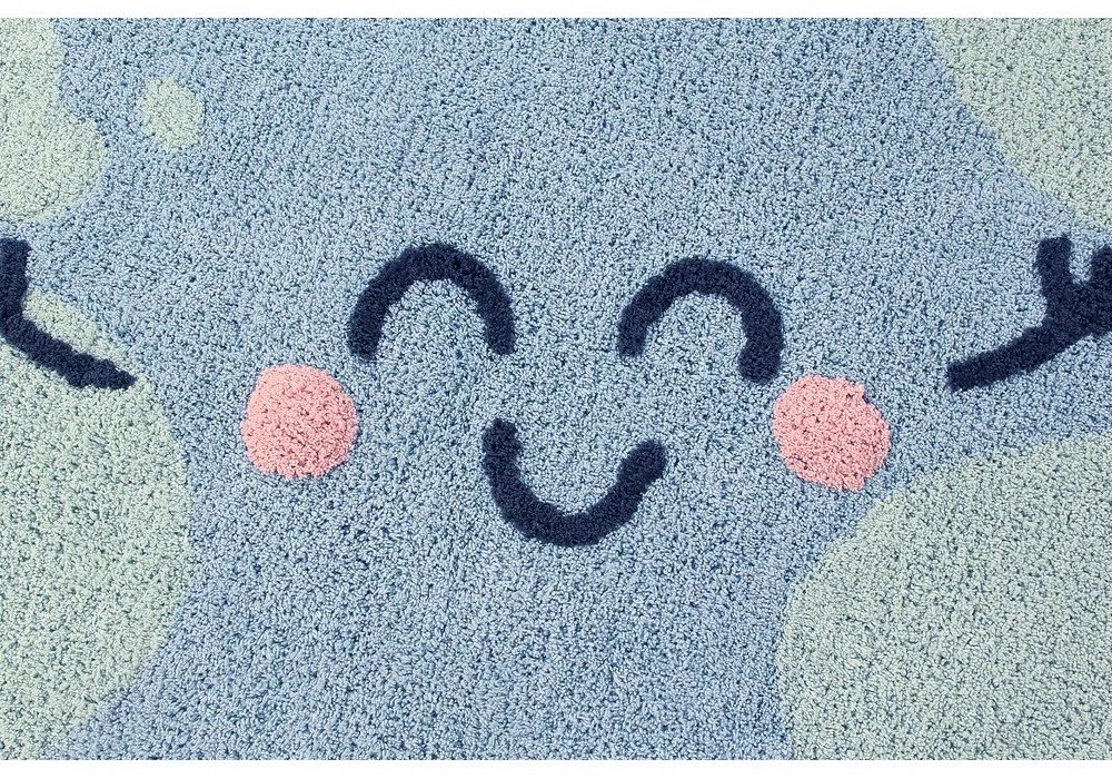 Modrý prateľný ručne tkaný bavlnený detský koberec ø100 cm Big Big World – Lorena Canals