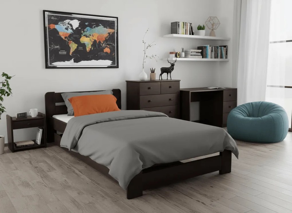 Posteľ Laura 90 x 200 cm, orech Rošt: S lamelovým roštom, Matrac: Bez matraca