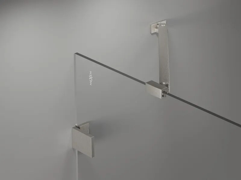 Mexen, Mexen Lunar pravé otočné sprchové dvere 130 cm, transparentné, brúsený nikel - 834-130-000-97-00-P
