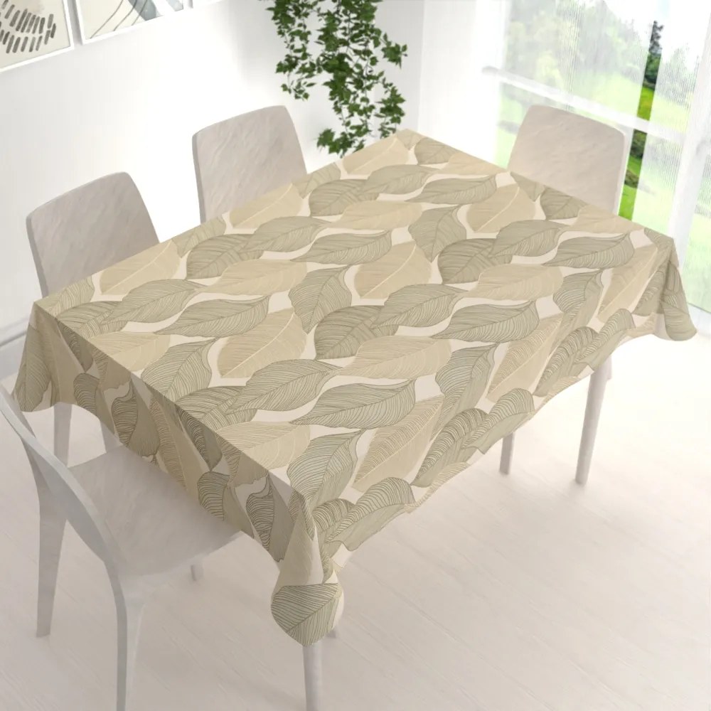 Biante Zamatový obdĺžnikový obrus Tamara TMR-046 Prírodné popínavé listy na krémovom 50x100 cm