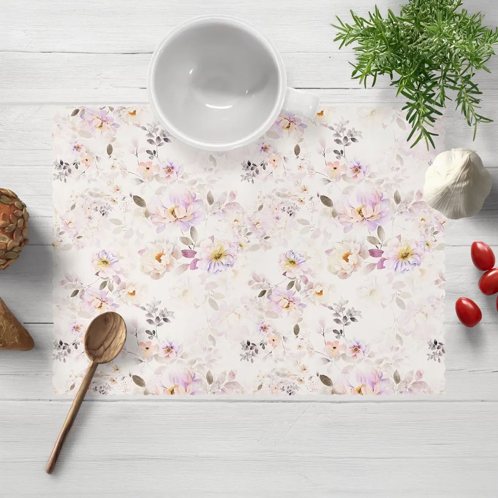 Biante Teflónové prestieranie na stôl TF-090 Plané ruže na bielom 35x45 cm
