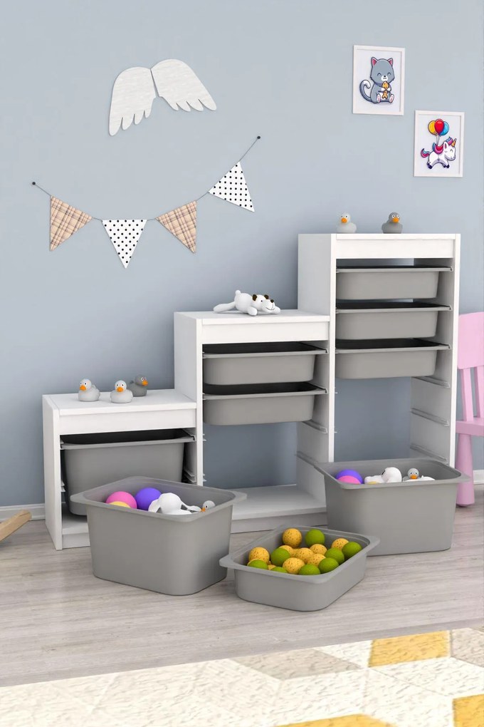 Organizér na hračky Dremonka 9 (biela + sivá). Akcia -20%. Vlastná spoľahlivá doprava až k Vám domov. 1124320