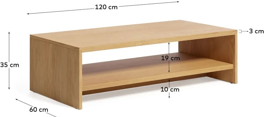 Konferenčný stolík v dekore duba v prírodnej farbe 60x120 cm Abilen – Kave Home