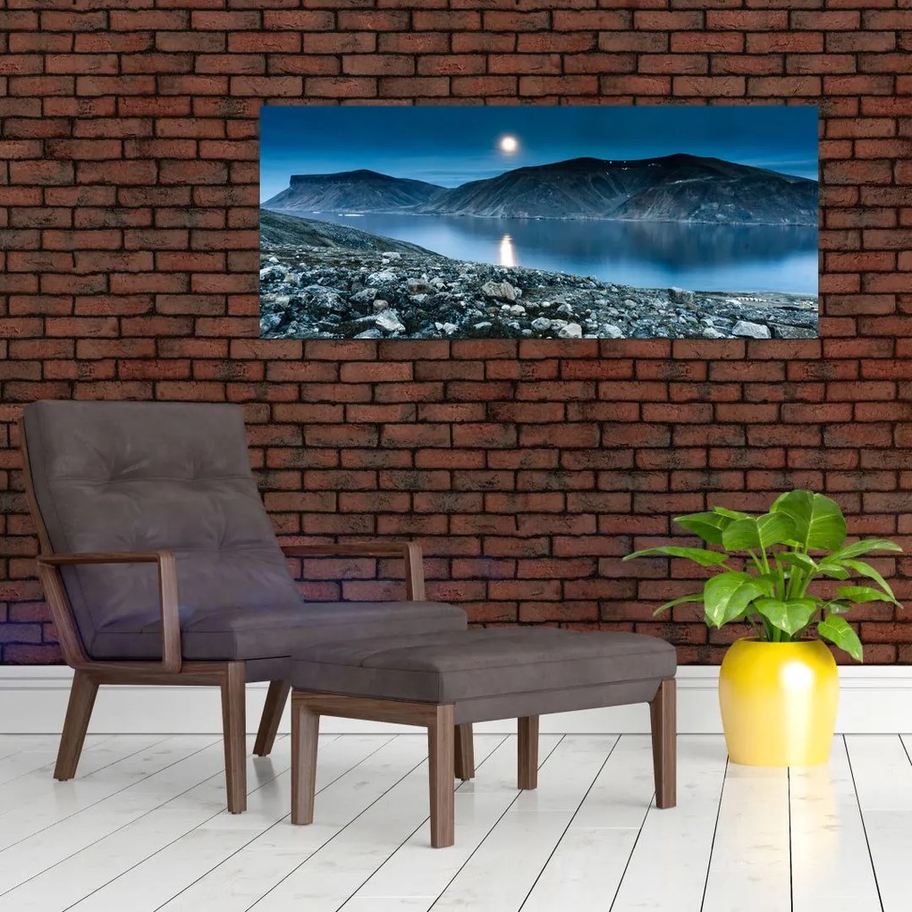 Obraz nočné krajiny, Island (120x50 cm)