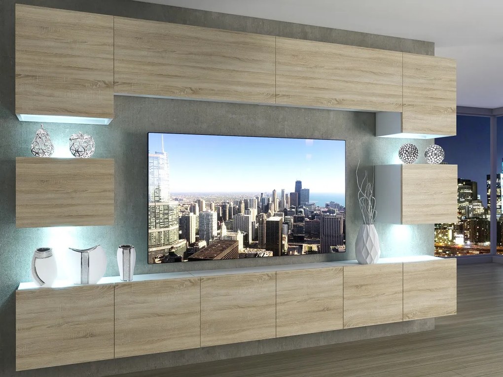 Obývacia stena 300 cm Belini dub sonoma Imperium3 IMP 3/5/W/DS/0/0