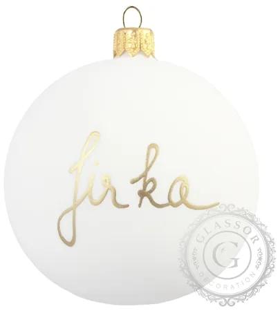 Vianočná guľa s menom v modernej bielej farbe