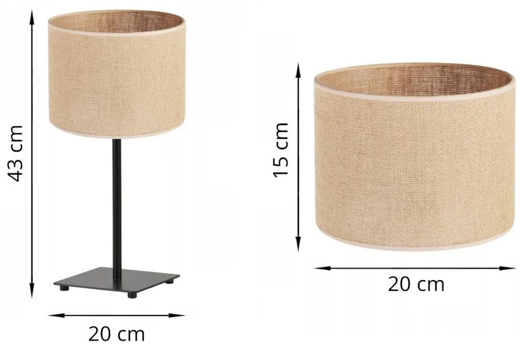 Stolná lampa Juta, 1x jutové tienidlo, (výber z 2 farieb konštrukcie), n