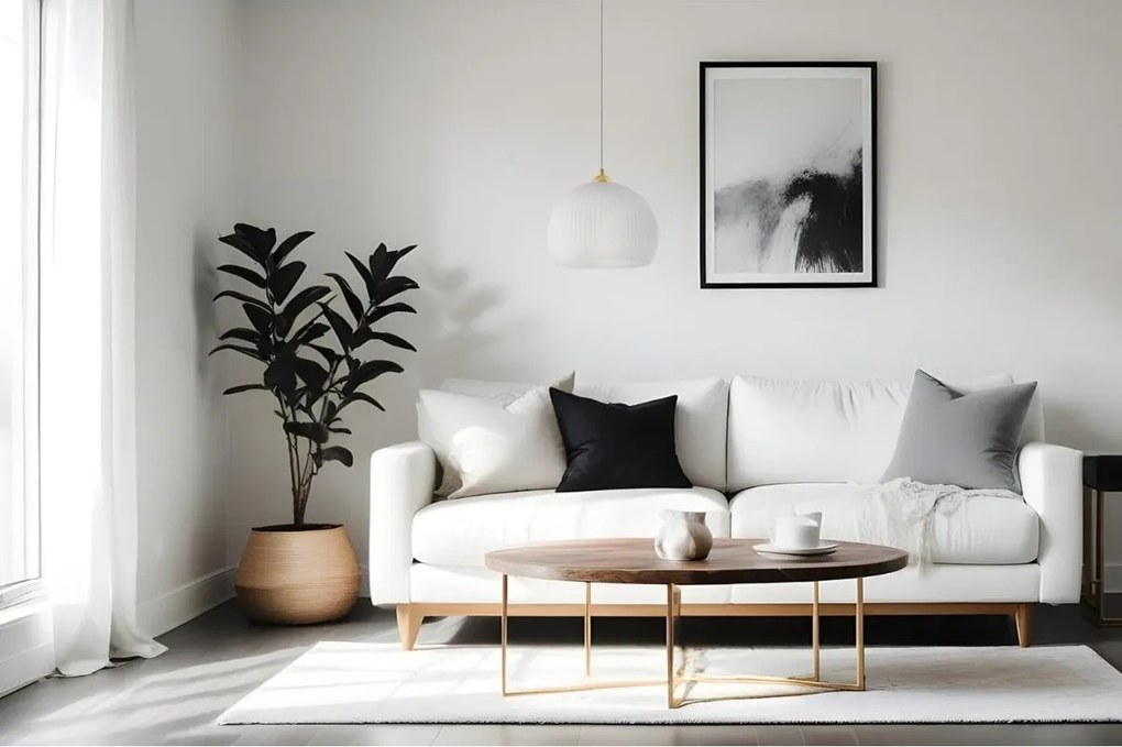 Závesné svietidlo Riffle 5, 1x biele sklenené tienidlo, g