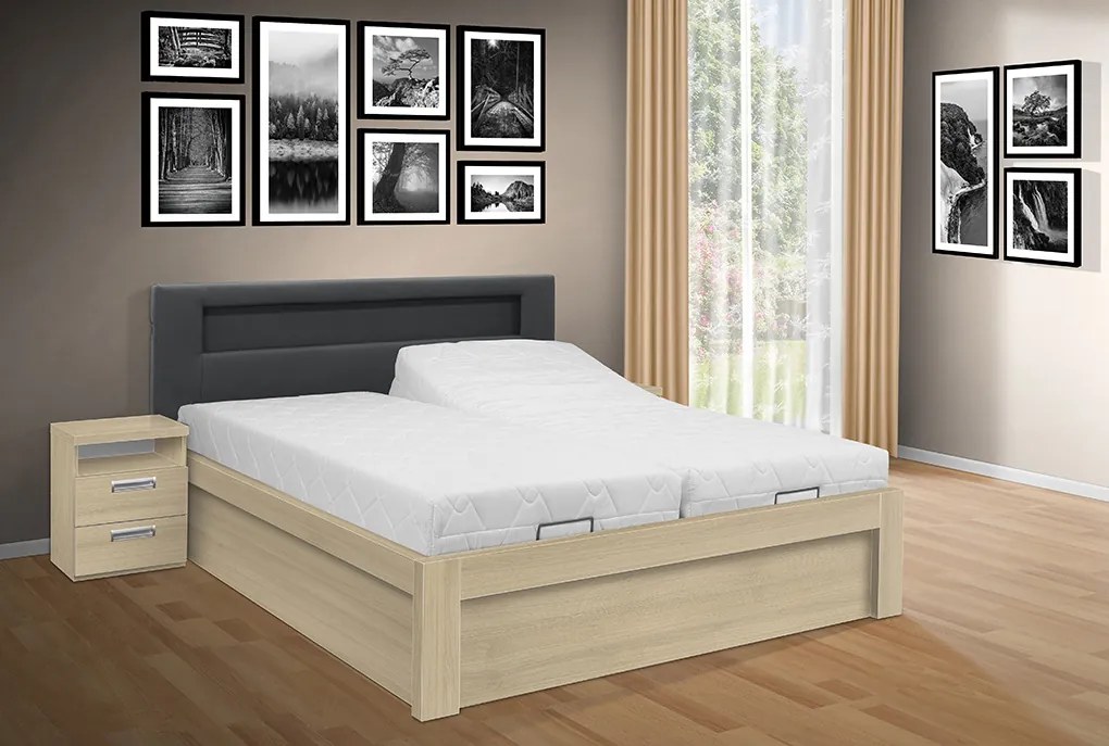 Moderná posteľ ŠÁRKA 200x180cm, LED osvetlenie, elektrické otváranie úložného priestoru farba lamina: orech lyon 9614