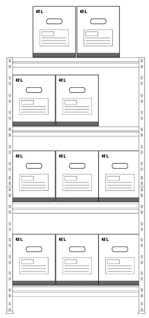Régal RIVET PACK 180x90x45cm s 10 kartónovými krabicami