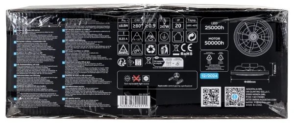 Aigostar - LED Stmievateľný stropný ventilátor LED/40W/230V 2700-6500K + DO čierna