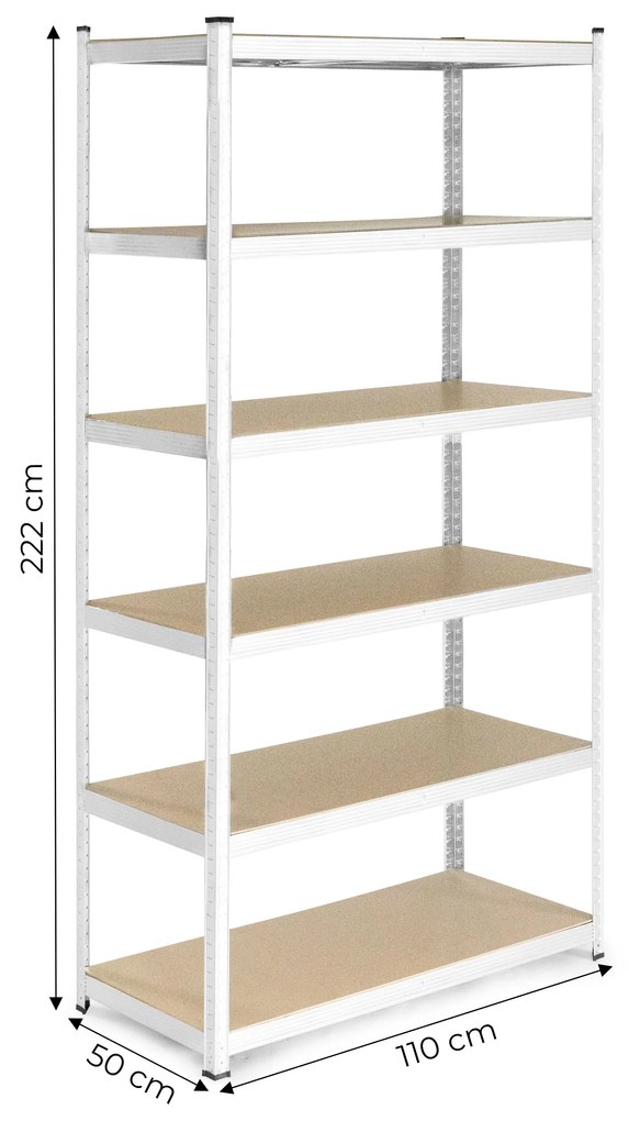 Skladový regál 222x110x50 cm, 6 políc, nosnosť 1050 kg, ModernHome