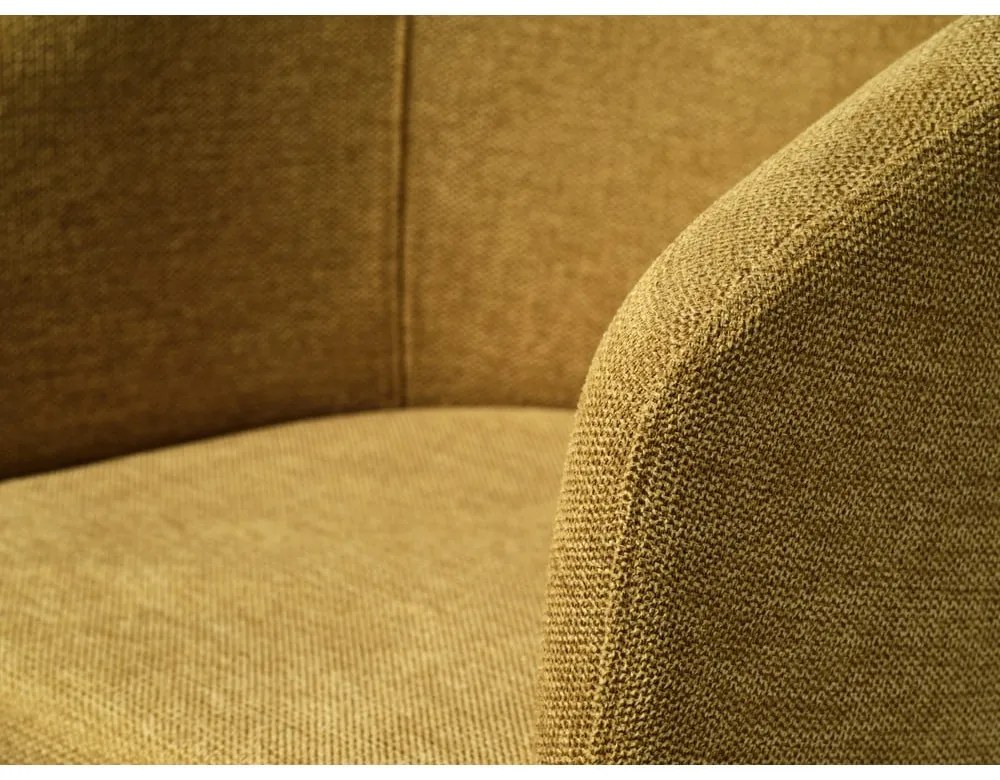 Čalúnené jedálenské kreslo s podrúčkami v horčicovej farbe Easton – Unique Furniture