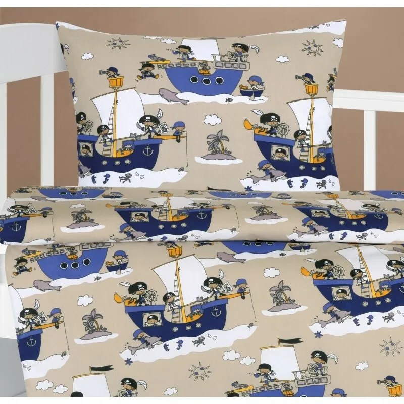 Bellatex Bavlnené obliečky do postieľky AgataSailor blue 90 x 135 cm, 45 x 60 cm
