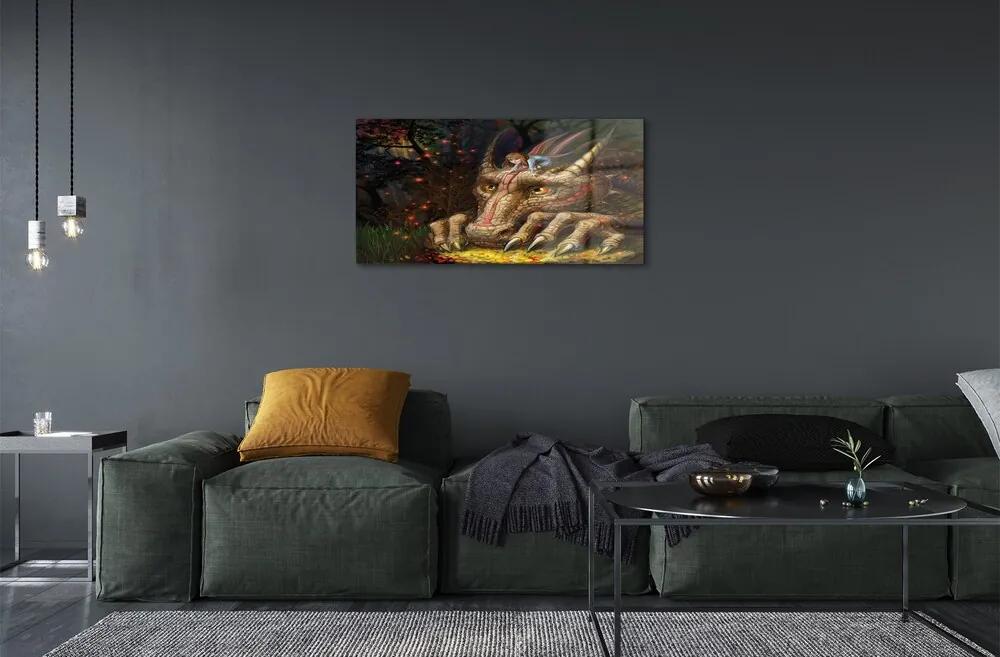 Sklenený obraz Forest dračie hlava dievčatá 140x70 cm