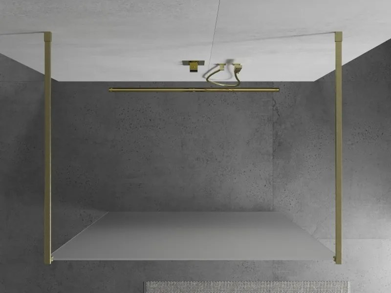 Mexen Kioto, sprchová zástena Walk-In 100 x 200 cm, 8mm sklo námraza, zlatý matný profil, 800-100-002-55-30