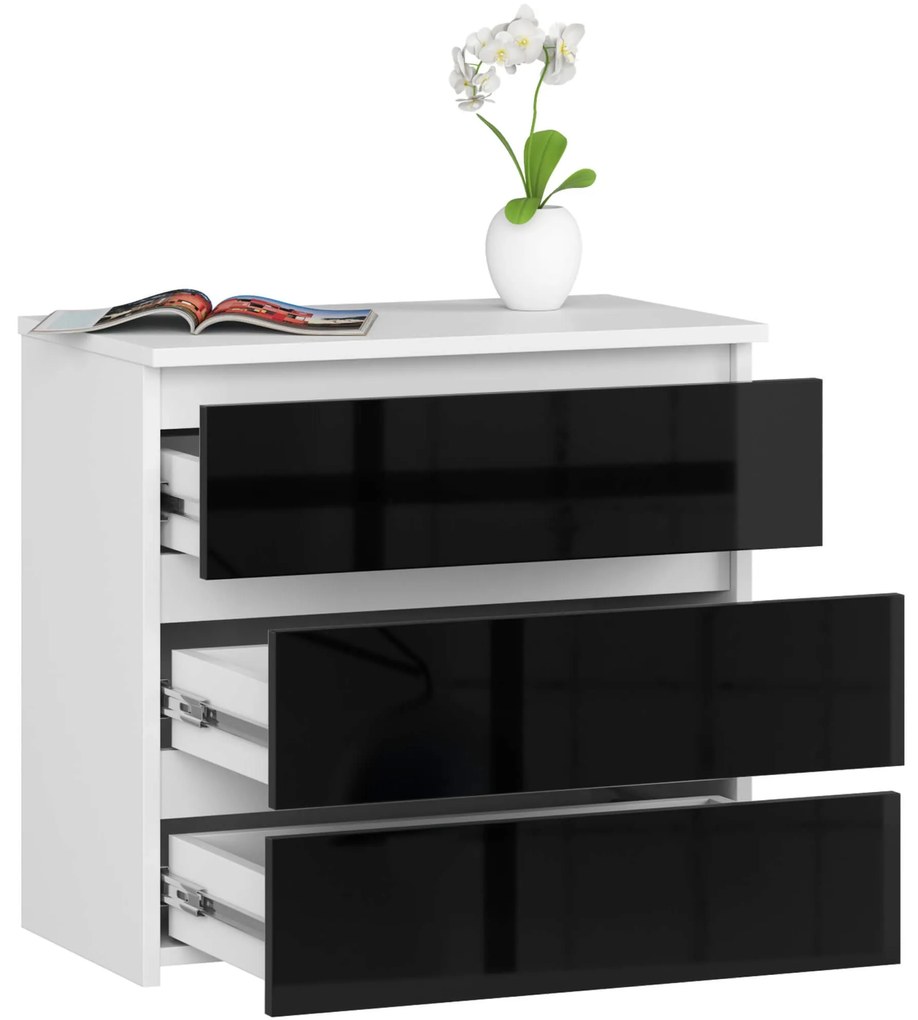 Komoda CL3 60 cm biela/čierna lesk