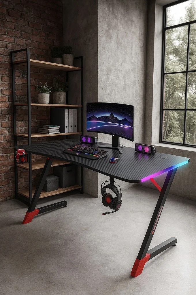 Herný stôl s podsvietením BG01 čierny 140 cm