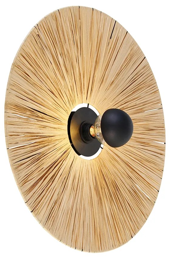 Rustikálna nástenná lampa čierna s lanom 60 cm - Leia