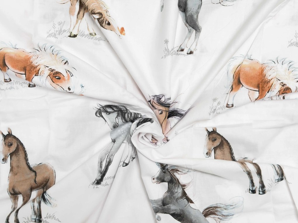 Bavlnené obliečky do postieľky HORSE DREAM biele Rozmer obliečky: 45 x 65 cm | 90 x 135 cm