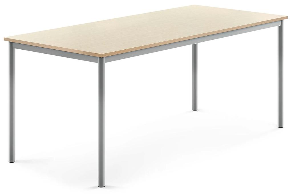 Stôl SONITUS, 1800x800x720 mm, HPL - breza, strieborná