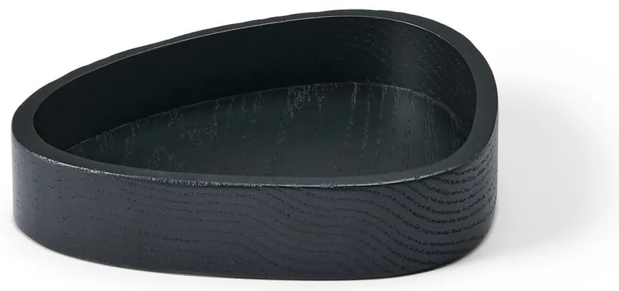 Čierny dekoratívny drevený úložný box 14x12,5x3 cm Curve S – LIND DNA