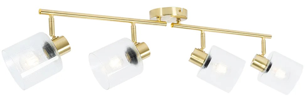 Stropné bodové svetlo zlaté so sklom 4-žiarovkové nastaviteľné - Laura