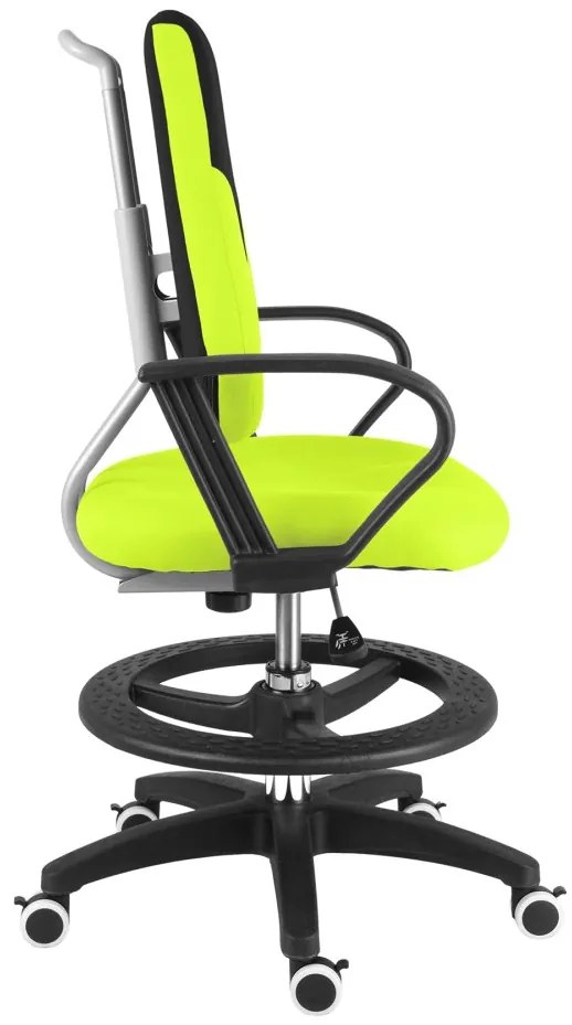 Detská rastúca stolička Neoseat KINDER — látka, čierna / reflexná zelená