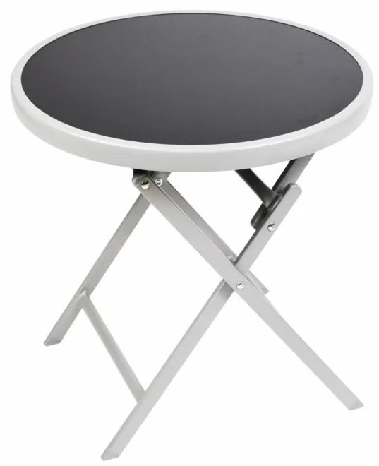 Záhradný bistro stolík, skladací, Ø 45 cm, čierna tónovaná