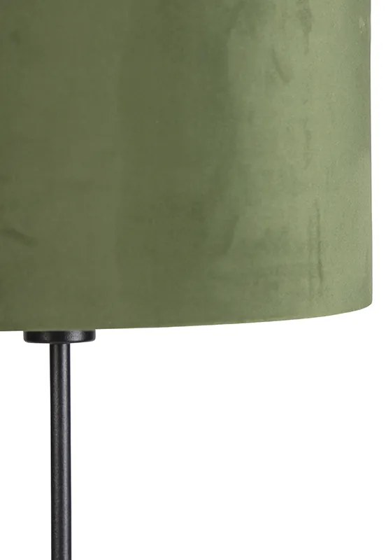 Stojacia lampa čierna s velúrovým odtieňom zelenej so zlatou 35 cm - Parte