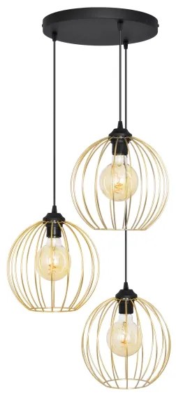 Luster na lanku MERCURE 3xE27/15W/230V zlatá/čierna