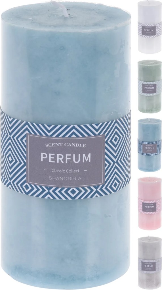 Parfumovaná sviečka v tvare valčeka 7 x 14 cm biela, zelená, modrá, ružová alebo sivá 33356
