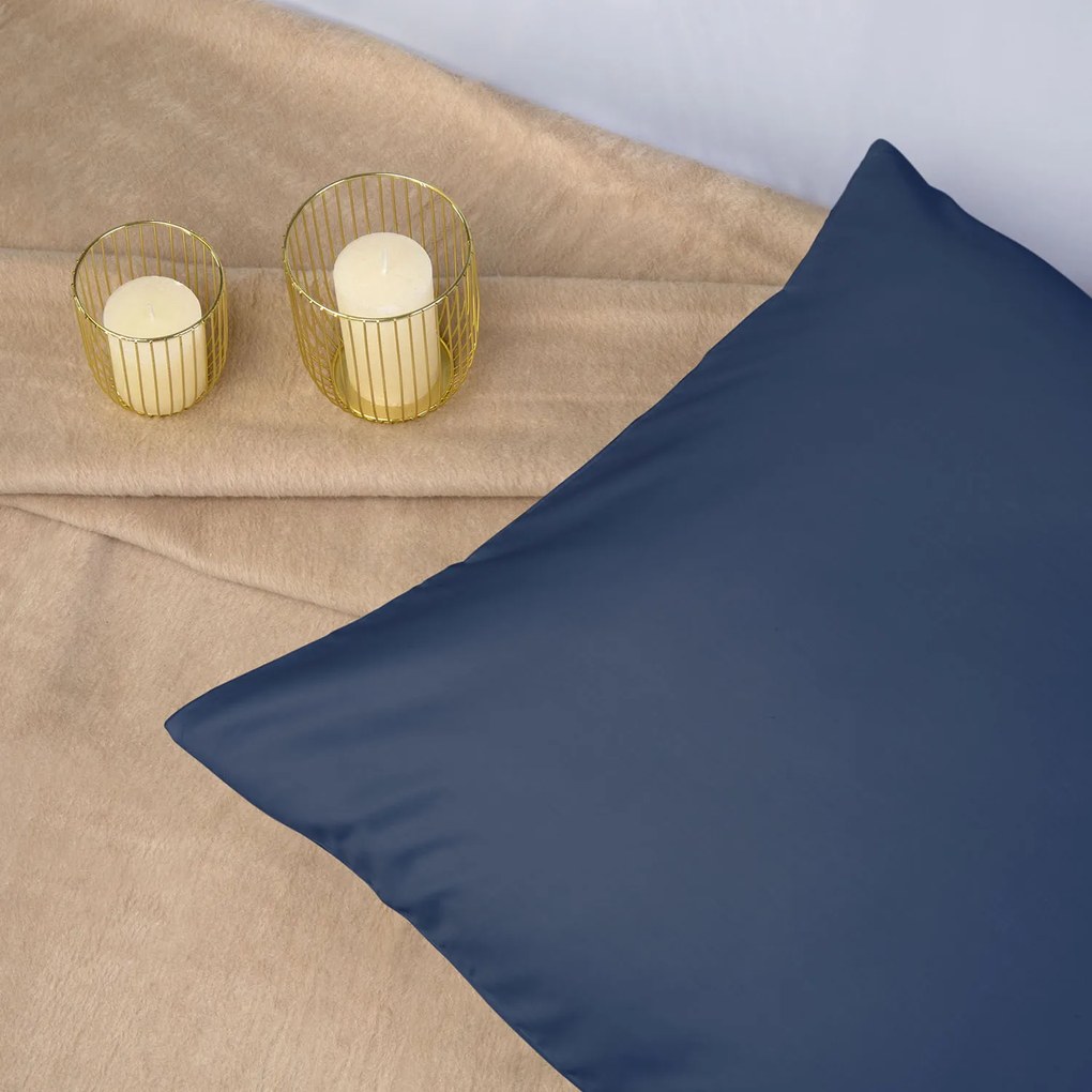 SATÉNOVÉ OBLIEČKY SATINLOVE CLASSIC 180X200 CM, 2KS 70X80 CM TMAVOMODRÉ