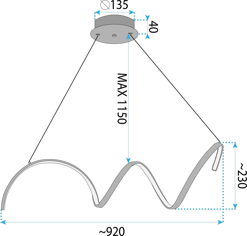 Toolight Toolight, LED závesné svietidlo 90cm, 26W, 3000K, LHJ025-CP, chrómová, OSW-60016
