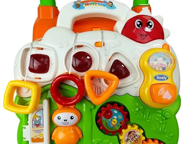 LEAN TOYS Multifunkčné chodítko s klavírom Zeleno-oranžové