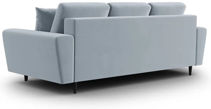 Svetlomodrá zamatová rozkladacia/s úložným priestorom pohovka 235 cm Kyoto – Cosmopolitan Design