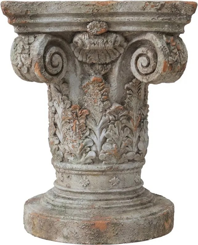 Béžový antik dekoračný stolík stĺp na kvety - 38*38*48 cm