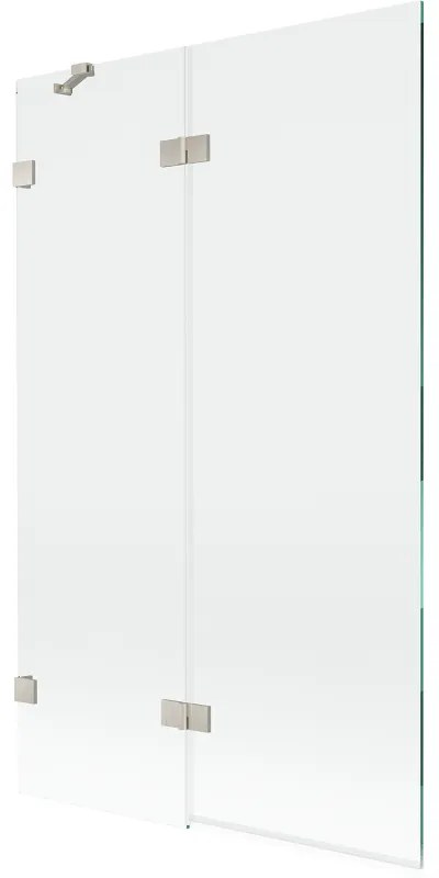 Mexen Lunar, 2-krídlová vaňová zástena ľavá 110 x 150 cm, číre sklo, brúsená oceľ, 897-110-100-97-00-L