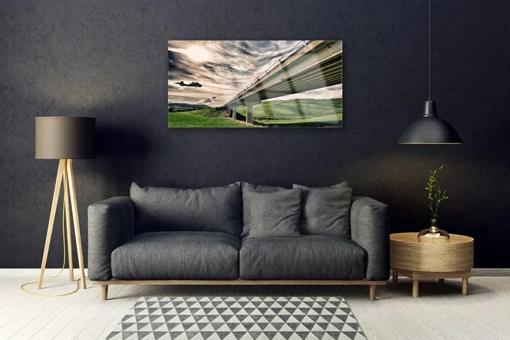 Obraz na skle Diaľnica most údolie 120x60 cm